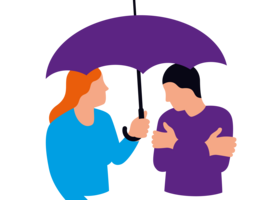 Illustration Menschen, wo der eine dem anderen einen Regenschirm hält