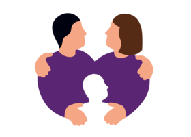 Illustration einer Familie, die sich umarmt