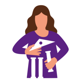 Illustration einer Person, die ein Haus zusammensetzt